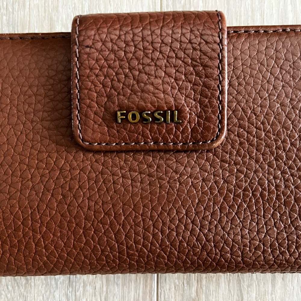 NWT Fossil Madison Zip Clutch Medium Brown - Picture 2 of 8